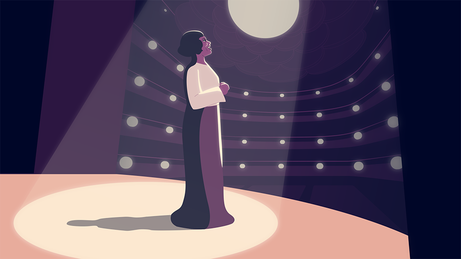 Illustration of Marian Anderson singing at New York's Metropolitan Opera House