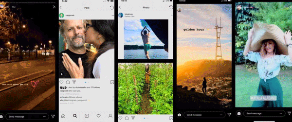 multiple Instagram feeds scroll across screen